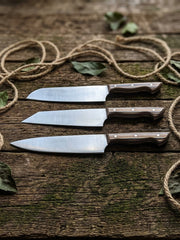 El Yapımı Profesyonel Şef Bıçak Seti | 4116 Alman Paslanmaz Çelik & Su Geçirmez Verzalit Sap (Santoku, Bunka, Gyuto)