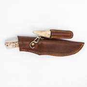 Yılan Gravür İşlemeli El Yapımı Geyik Boynuzu Saplı Bıçak ve Ateş Çubuğu Seti | N690 ÇELİK