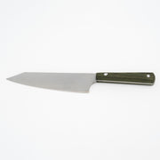 El Yapımı Mini Santoku Şef Bıçağı | Paslanmaz 4116 Alman Çeliği & Yeşil Pelesenk Kabze