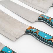 Kibele Orjinal Çantalı 4'lü Mutfak Bıçağı Seti | Paslanmaz 4028 Alman Çeliği & Mavi Verzalit Kabze