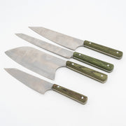 Kibele Orjinal Çantalı 4'lü Mutfak Bıçağı Seti | Paslanmaz 4116 Alman Çeliği & Yeşil Pelesenk Kabze
