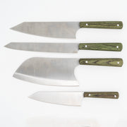 Kibele Orjinal Çantalı 4'lü Mutfak Bıçağı Seti | Paslanmaz 4116 Alman Çeliği & Yeşil Pelesenk Kabze
