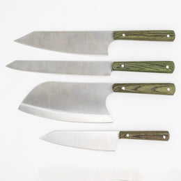 Kibele Orjinal Çantalı 4'lü Mutfak Bıçağı Seti | Paslanmaz 4116 Alman Çeliği & Yeşil Pelesenk Kabze