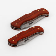 El Yapımı Katlanabilir Çakı | Paduk Ağaç & Deri Kılıf