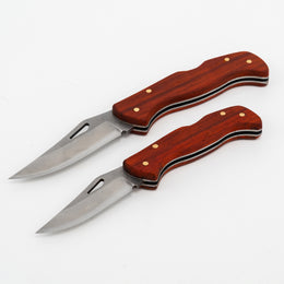 El Yapımı Katlanabilir Çakı | Paduk Ağaç & Deri Kılıf