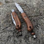 El Yapımı Katlanabilir Ketezli Çakı | Doğal Ceviz Kabze & Deri Kılıf