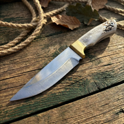 Otantik Geyik Boynuzu Saplı El Yapımı Av ve Kamp Bıçağı | Premium Outdoor Serisi