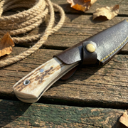 Otantik Geyik Boynuzu Saplı El Yapımı Av ve Kamp Bıçağı | Premium Outdoor Serisi