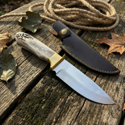 Otantik Geyik Boynuzu Saplı El Yapımı Av ve Kamp Bıçağı | Premium Outdoor Serisi