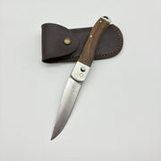 El Yapımı Gözden Katlanabilir Çakı | Doğal Ceviz Kabze & Deri Kılıf