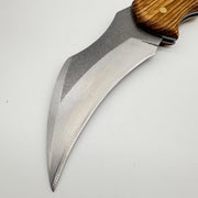 El Yapımı Karambit Model Katlanabilir Çakı | Doğal Ceviz Kabze & Deri Kılıf
