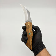 El Yapımı Karambit Model Katlanabilir Çakı | Doğal Ceviz Kabze & Deri Kılıf