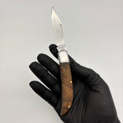 El Yapımı Katlanabilir Mini Çakı | Doğal Ceviz Ağacı Kabze & Deri Kılıf