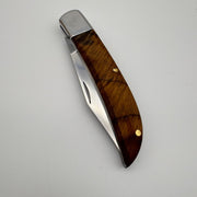 El Yapımı Katlanabilir Mini Çakı | Doğal Ceviz Ağacı Kabze & Deri Kılıf