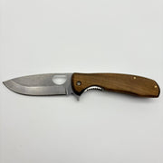 El Yapımı Delikli Model Katlanabilir Çakı | Doğal Ceviz Kabze & Deri Kılıf